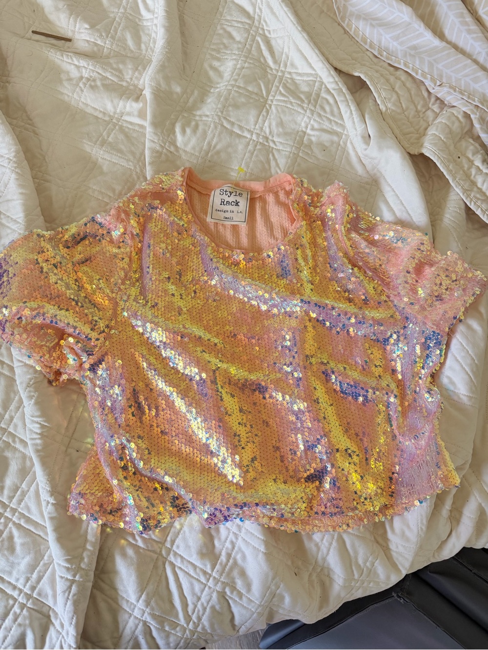 Style Rack Ladies Pink Iridescent Sequin Top
